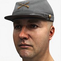 Civil War Confederate Infantry Kepi on Male Head Gray