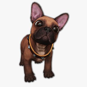 French Dog Animated Rigged 3D model