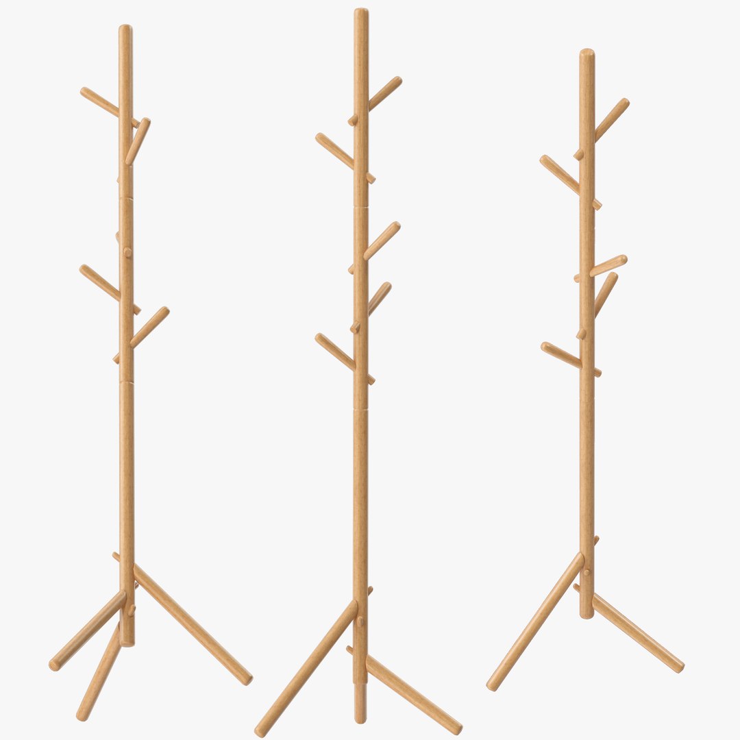 Beech Standing Coat Rack 3D Model - TurboSquid 2028887