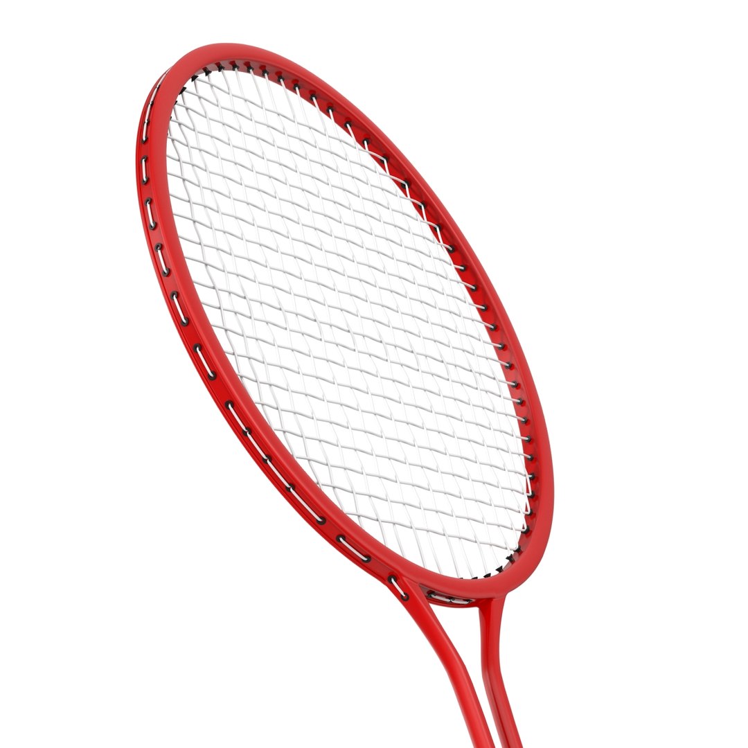 3d badminton racket 2 red model