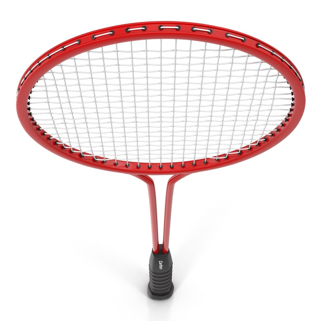 3d badminton racket 2 red model