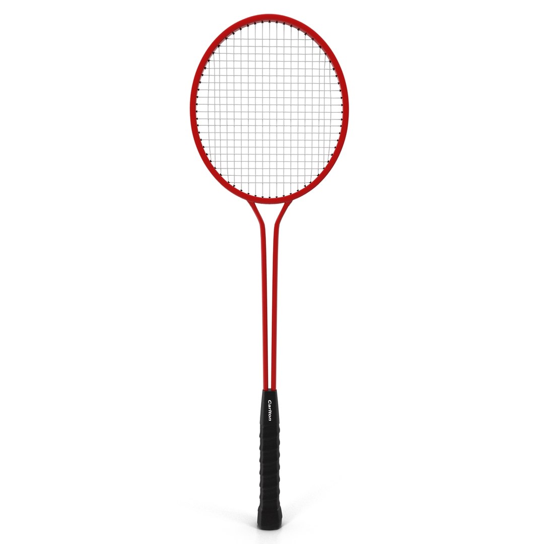 3d badminton racket 2 red model