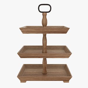 3D Three tiered wooden cake stand model