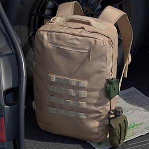 Military Survival Pack with Compass and Flask Green 3D model