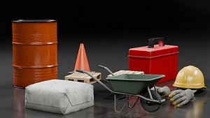3D model Construction Site Props Pack Low-poly