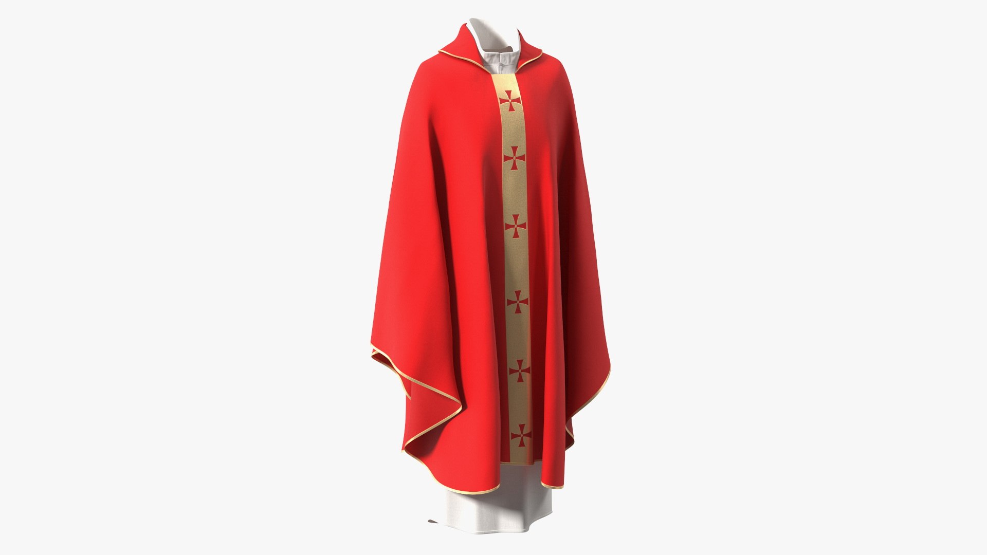 Red Gothic Chasuble 3D model preview