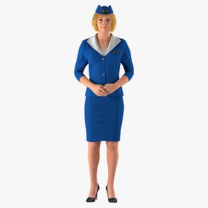 stewardess standing pose 3D