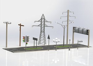3d model streetlight column
