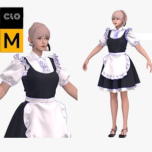 Maid uniform Marvelous Designer project 3D model