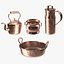 Colección de utensilios de cocina antiguos de cobre 3