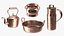 Colección de utensilios de cocina antiguos de cobre 3