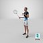 3D Korean Old Aged Man Playing Badminton
