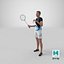 3D Korean Old Aged Man Playing Badminton