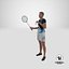 3D Korean Old Aged Man Playing Badminton