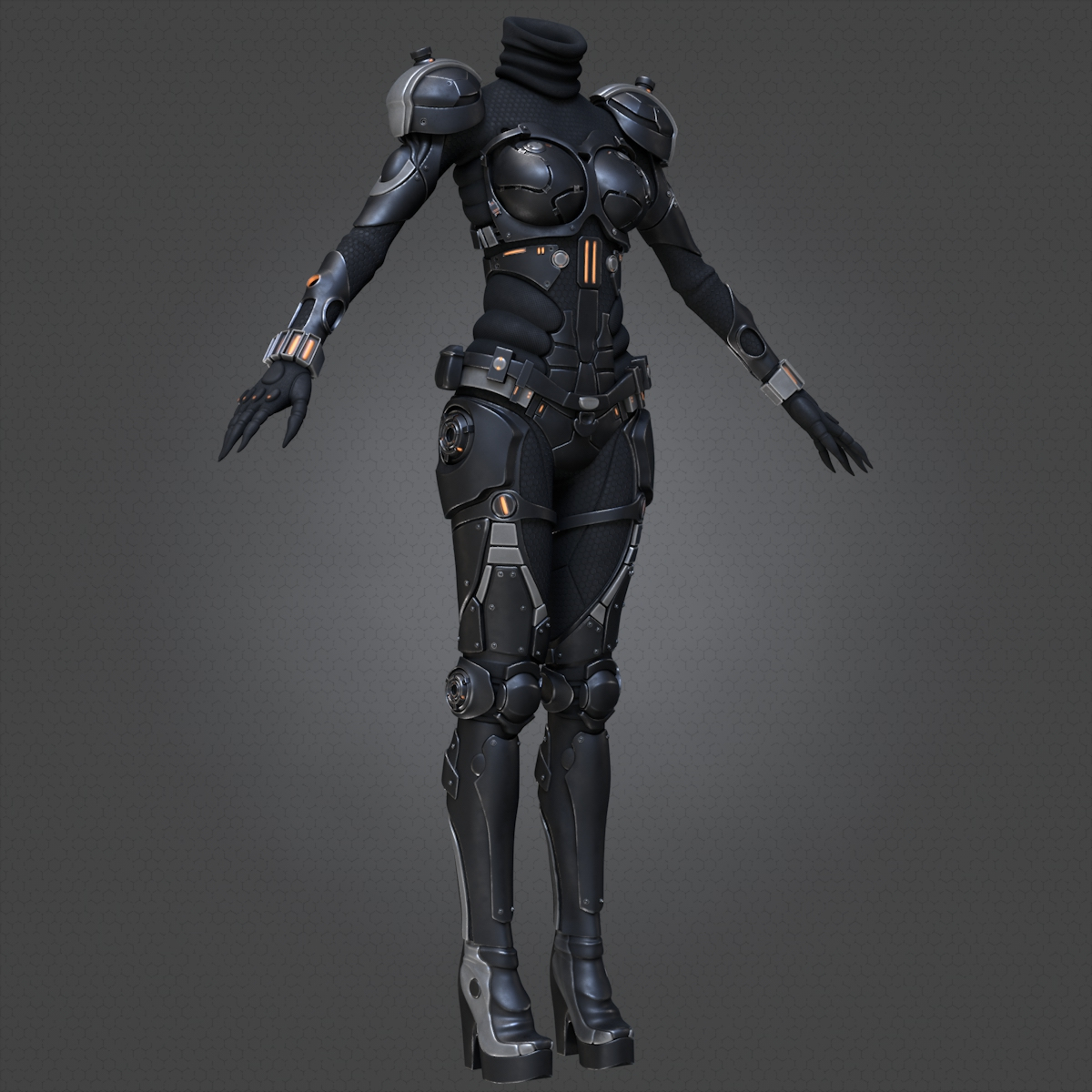 3d model of sci-fi suit female