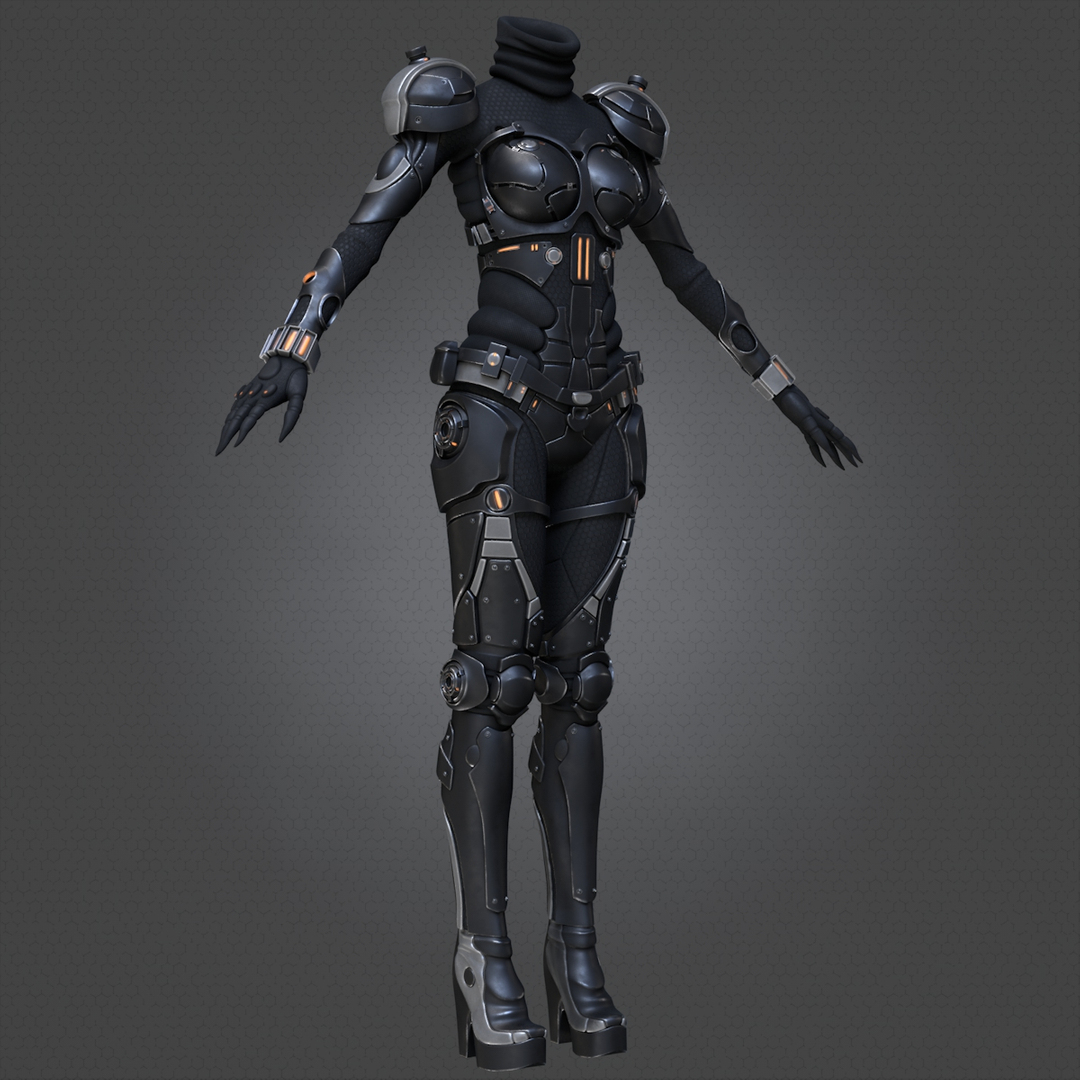Cyberpunk robot 3d model фото 57