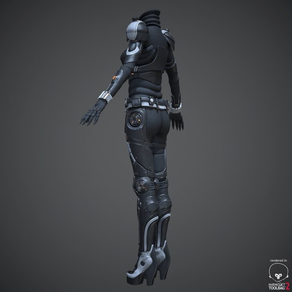 3d model of sci-fi suit female