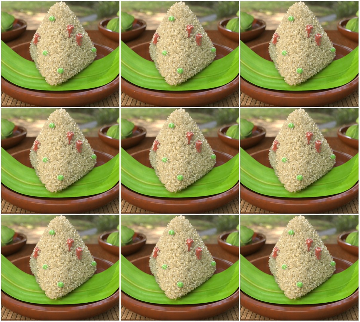 3D Jujube And Pea Stuffing Steamer Zongzi Realistic Zongzi Cartoon