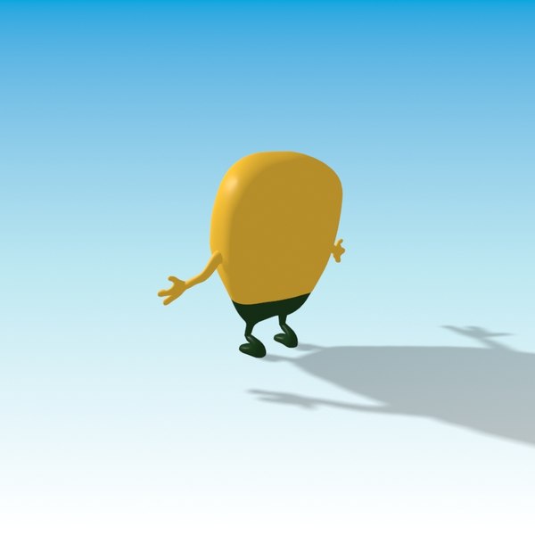 3d modeled corn grain character animation model