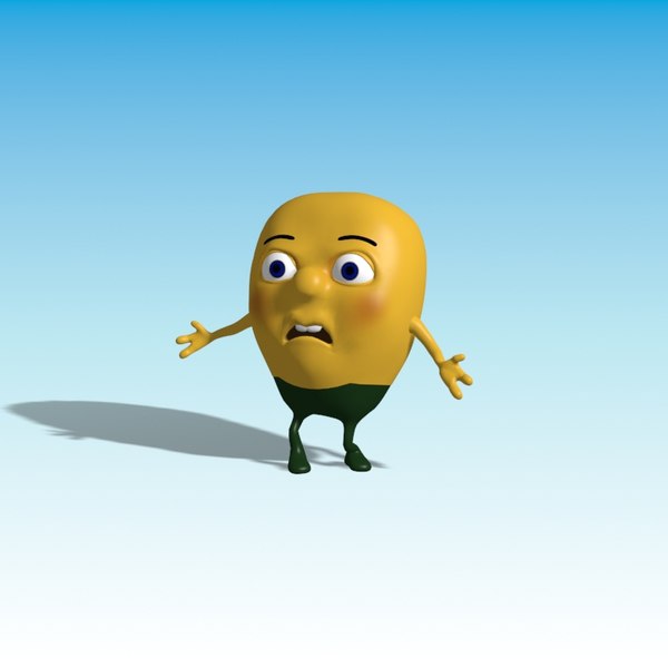 3d modeled corn grain character animation model