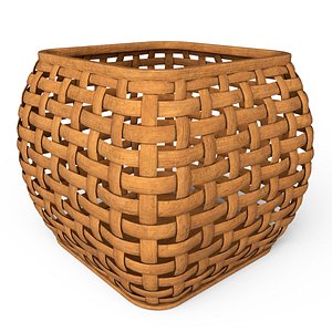 Wicker wooden basket 3D