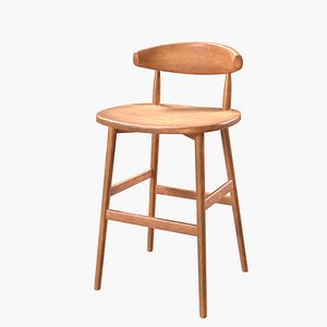 3D Wooden Bar Stool with Backrest
