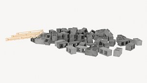 concrete bricks pallet 2 model