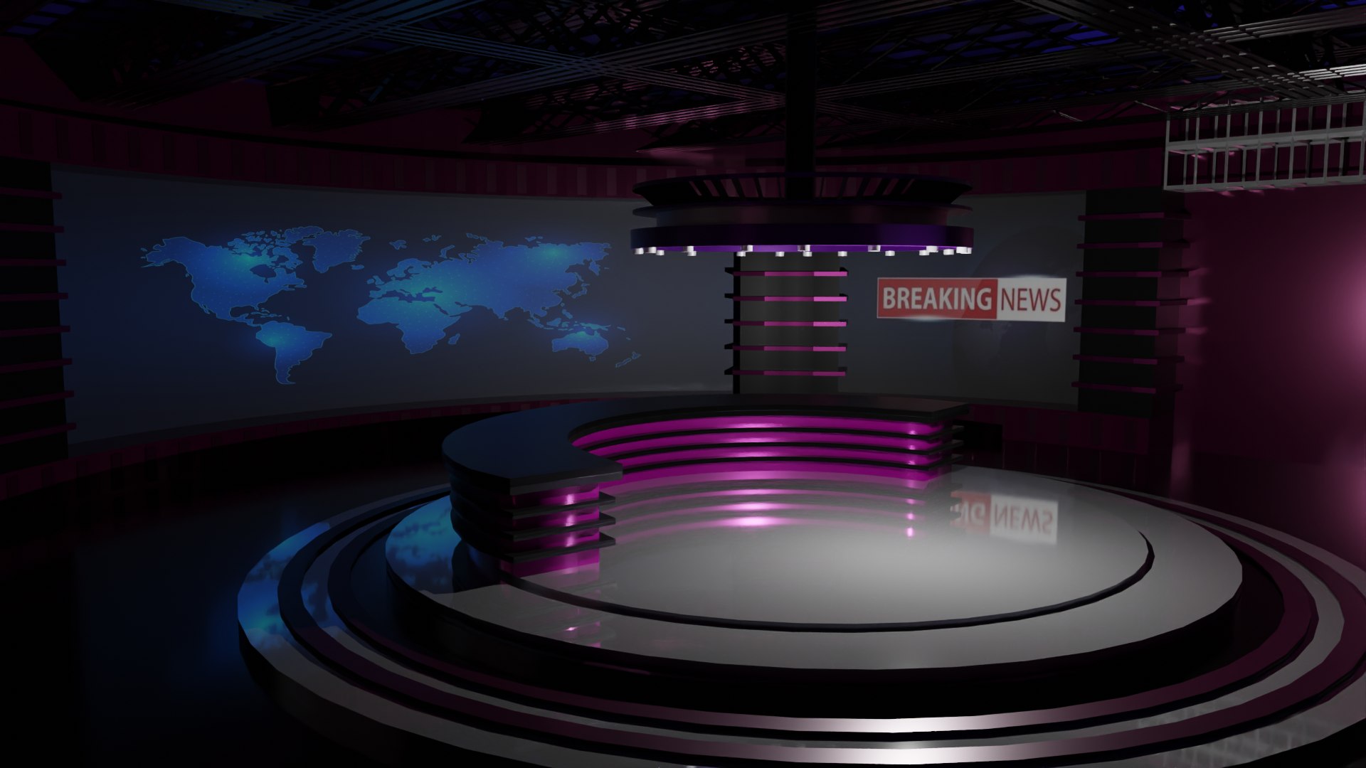 TV Studio News 3D Model - TurboSquid 2161078