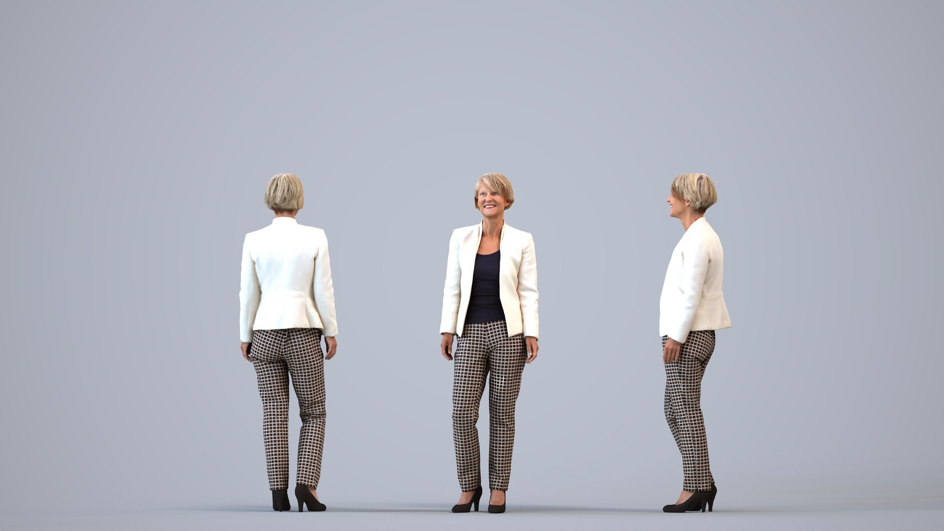 3D 00390Julie007 - Senior Caucasian Woman Waiting In Office Wearing ...