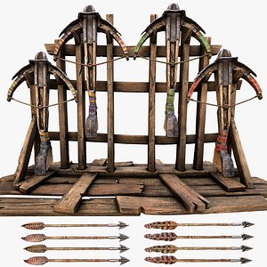 3D Medieval Crossbow Weapon Rack Stand Armory Pack