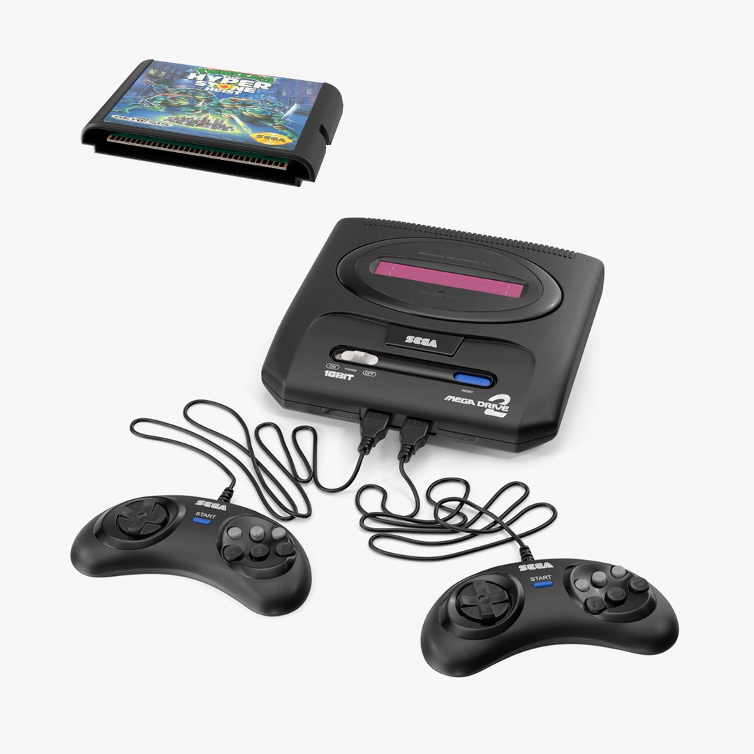 Game Console Sega with Cartridge Collection 3D model preview
