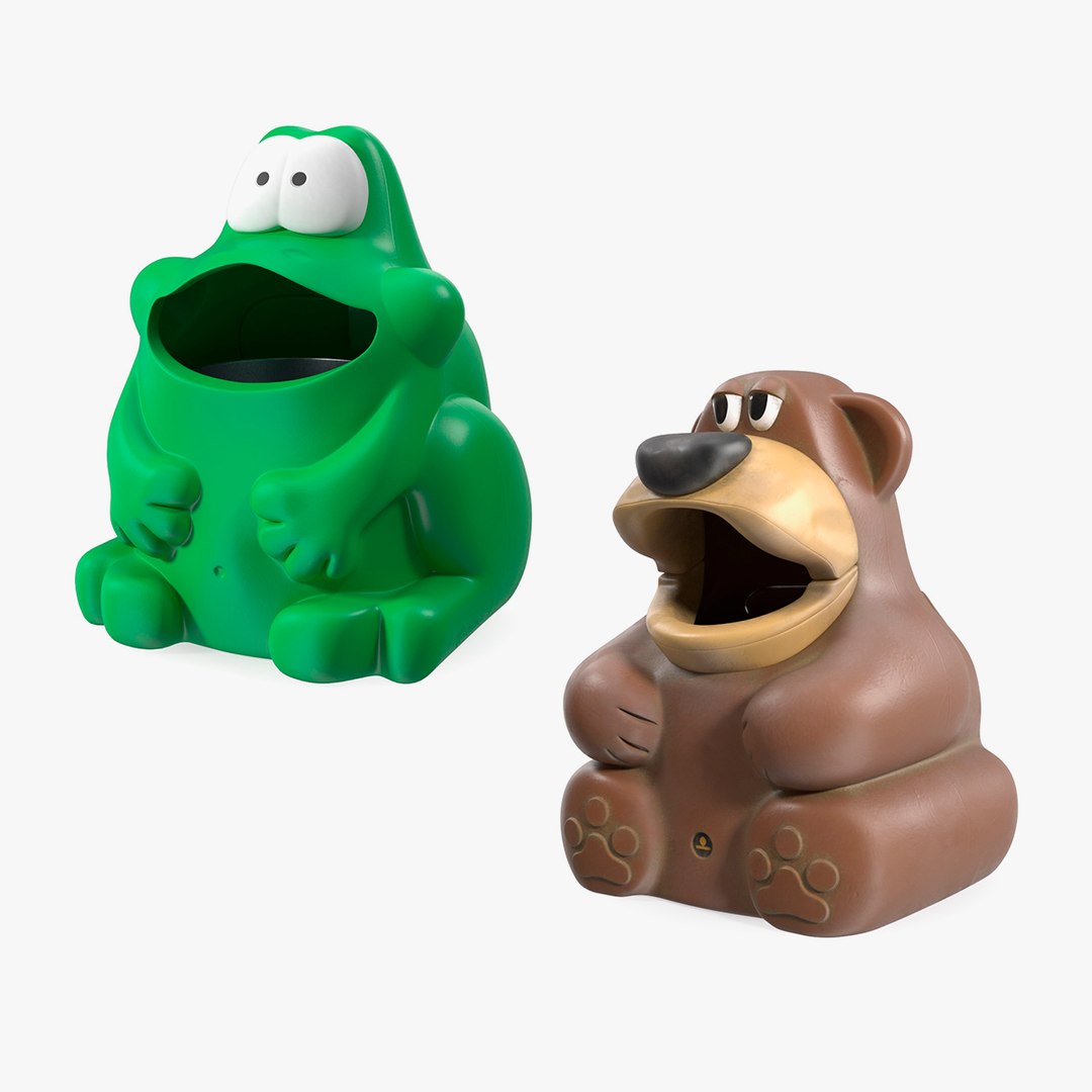 Shaped Trash Cans Collection 3D model preview