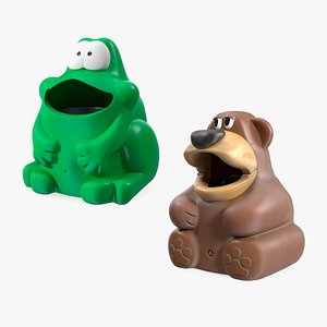3D model Shaped Trash Cans Collection