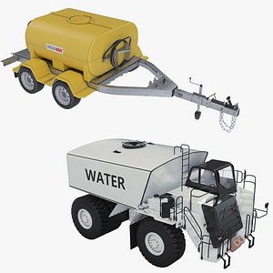 3D Water Truck and Trailer