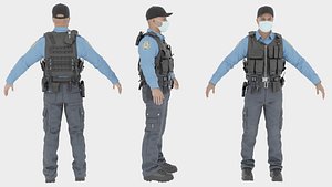 Police Male Fully  Rigged 3D Character Model 3D model