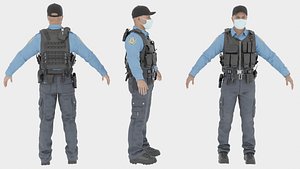 Police Male Fully Rigged 3D Character Model