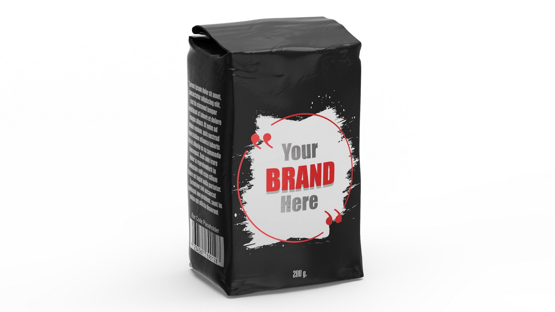 Foil Package 2lb Mockup Black 3D model preview
