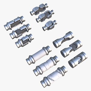 Cardan Shaft Joints 12 Pieces Set M1 3D