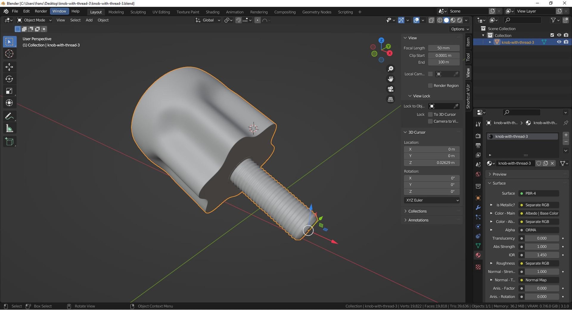 Knob with thread 3 3D model https://p.turbosquid.com/ts-thumb/Yt/TAMIdB/Uf/tsknobwiththread308/jpg/1651266411/1920x1080/fit_q87/ff9f50dc702be91d681e5bb2a70f0ddeb6718d29/tsknobwiththread308.jpg