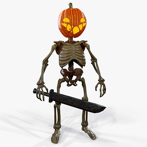 Pumpkin Skeleton - Rigged - Animated - Game Ready model