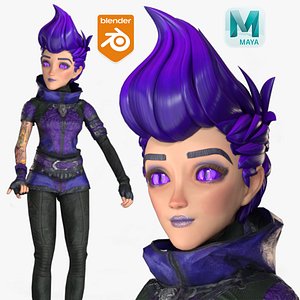 Cartoon Rigged Girl-Liza 3D Character model