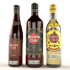 3D Havana Club Set of 3 Alcohol Bottles