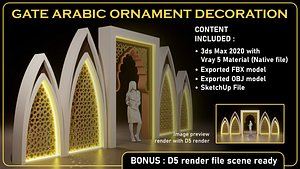 Arabic Ornament Gate Islamic Exhibition model