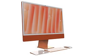 3D Apple iMac M4 Chip 2024 Orange model