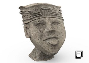 3d happy face olmeca culture model