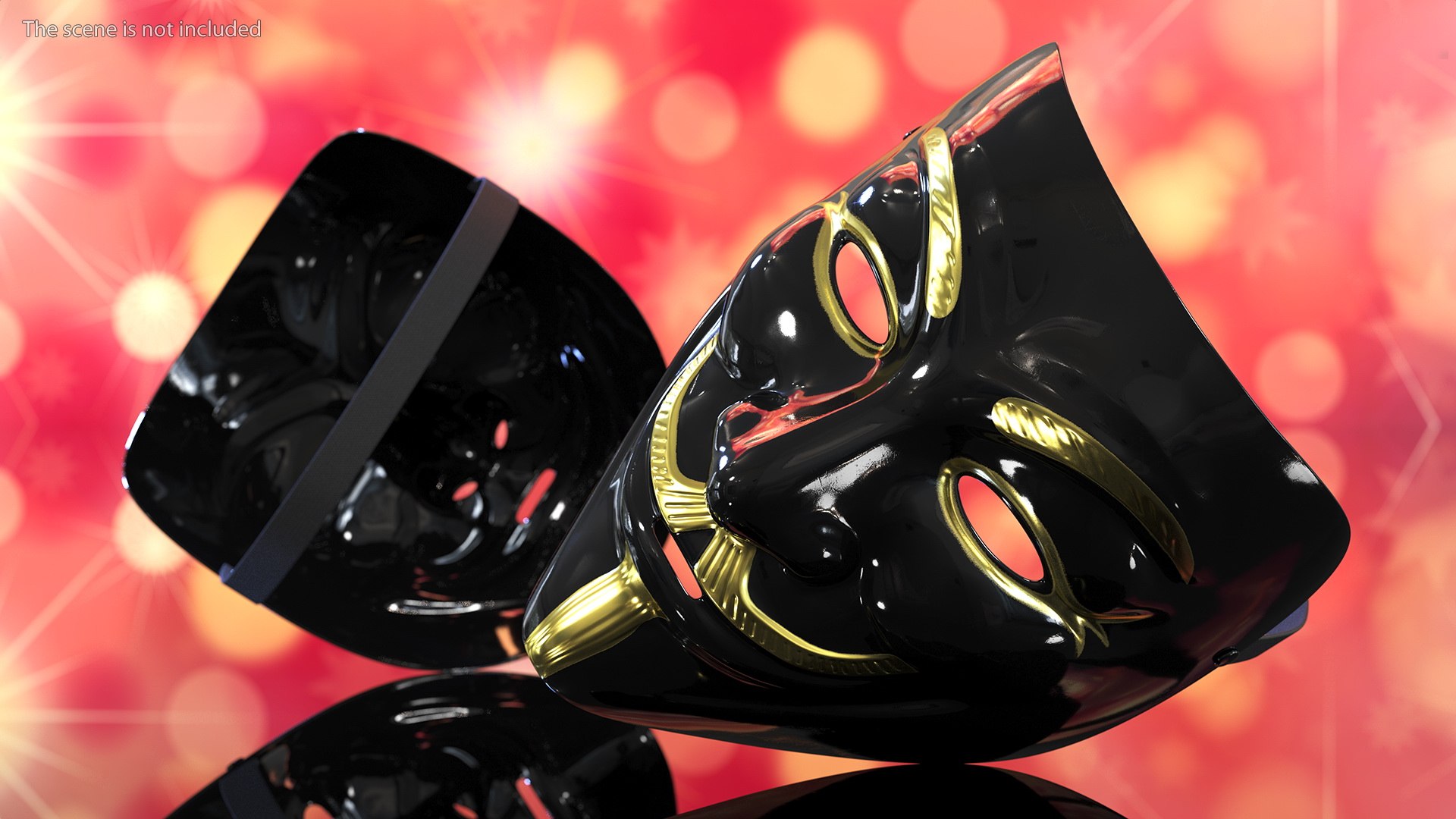 3D Model Anonymous Mask Black And Gold - TurboSquid 1771721