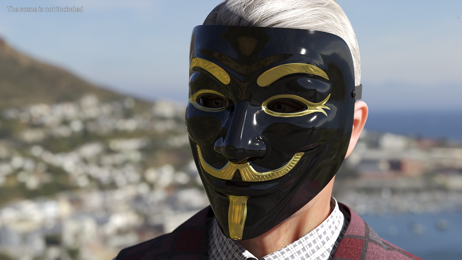 3D Model Anonymous Mask Black And Gold - TurboSquid 1771721