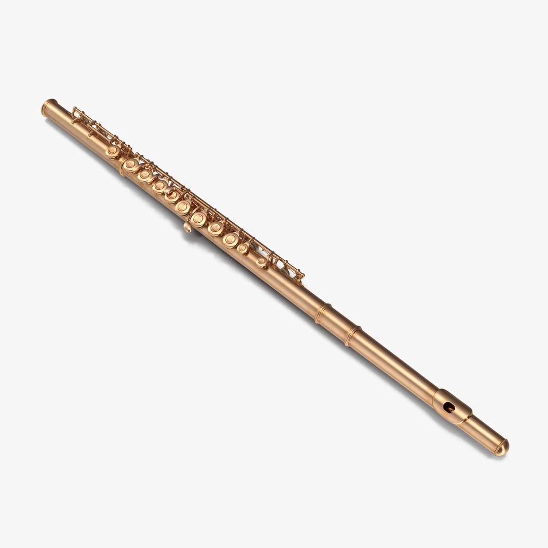 Flute Golden 3D Model 3D model preview