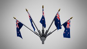 Wall Mount Flags 5 Of New Zealand 3D