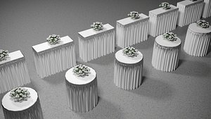 Low Poly Wedding Table with Flowers